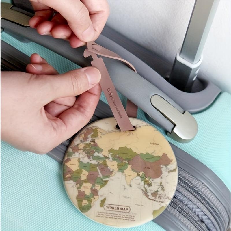 World Map Pattern Round Luggage Tag Travel Accessories