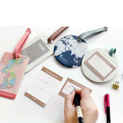 World Map Pattern Round Luggage Tag Travel Accessories
