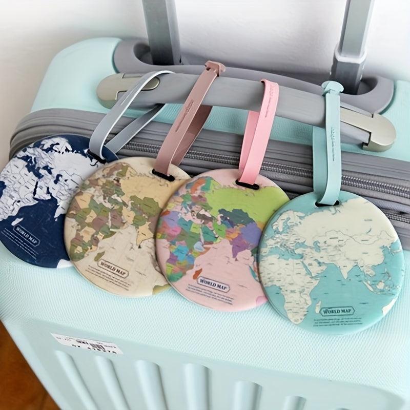 World Map Pattern Round Luggage Tag Travel Accessories