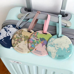 World Map Pattern Round Luggage Tag Travel Accessories