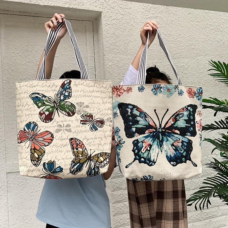 Ethnic Style Butterfly Embroidery Tote Bag Women's Handbag