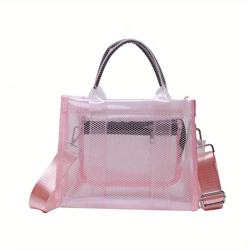 Clear Tote Bag Mesh PVC Handbag for Beach Vacation