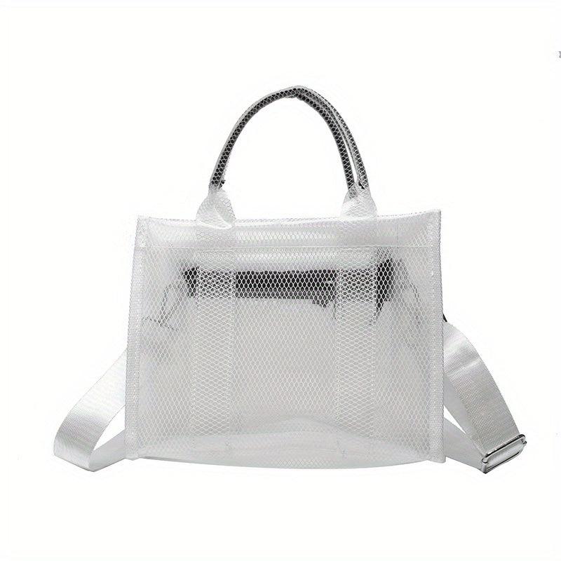 Clear Tote Bag Mesh PVC Handbag for Beach Vacation