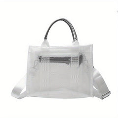 Clear Tote Bag Mesh PVC Handbag for Beach Vacation