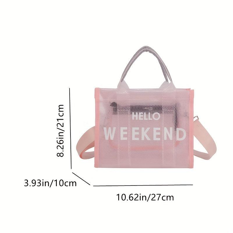Clear Tote Bag Mesh PVC Handbag for Beach Vacation