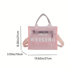 Clear Tote Bag Mesh PVC Handbag for Beach Vacation