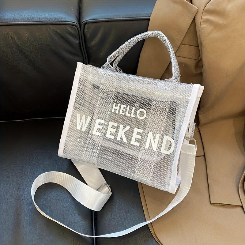 Clear Tote Bag Mesh PVC Handbag for Beach Vacation