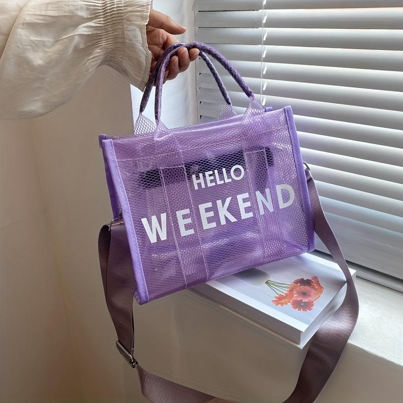 Clear Tote Bag Mesh PVC Handbag for Beach Vacation