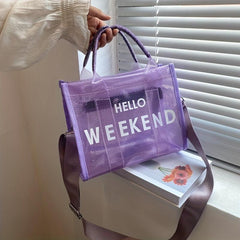 Clear Tote Bag Mesh PVC Handbag for Beach Vacation