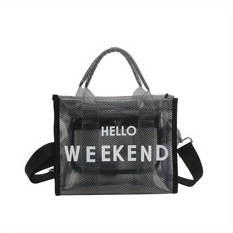 Clear Tote Bag Mesh PVC Handbag for Beach Vacation