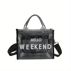 Clear Tote Bag Mesh PVC Handbag for Beach Vacation