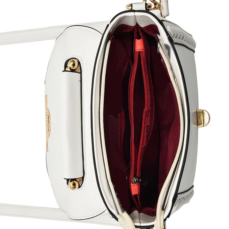 Solid Crossbody Bag with Buckle Decor and Braided Details
