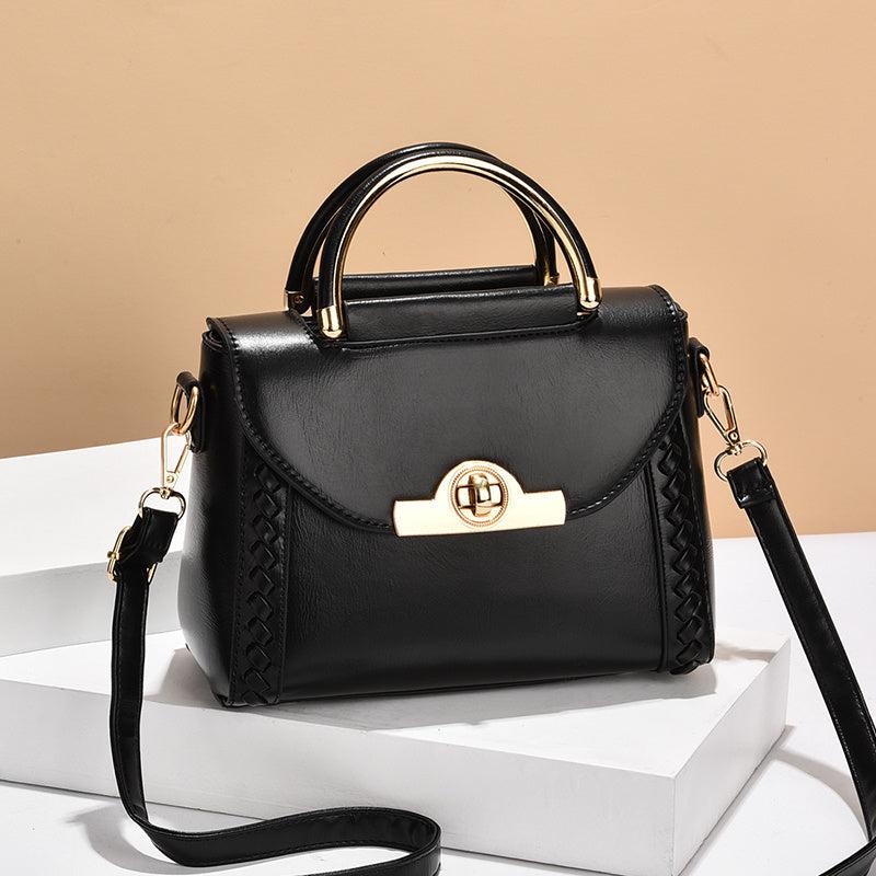 Solid Crossbody Bag with Buckle Decor and Braided Details