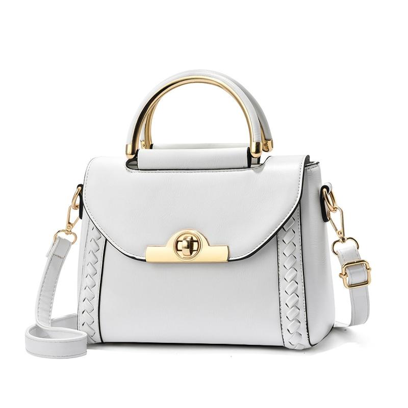 Solid Crossbody Bag with Buckle Decor and Braided Details