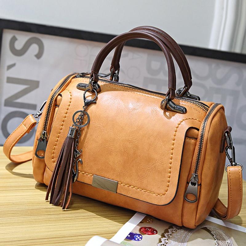 Tassel Decor Shoulder Bag Crossbody Bag Zipper Large Capacity