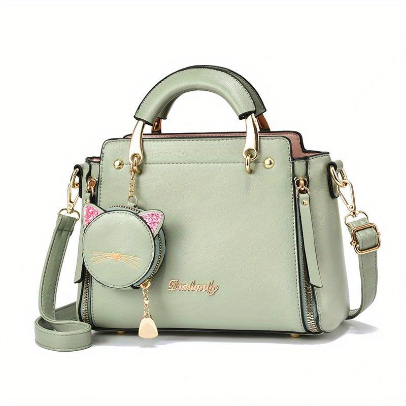 Letter Decor Square Handbag Crossbody Bag Women's Small PU Leather Shoulder Bag