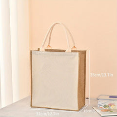 Burlap Tote Bag Large Capacity Handbag Casual Shopping Commuter Bag
