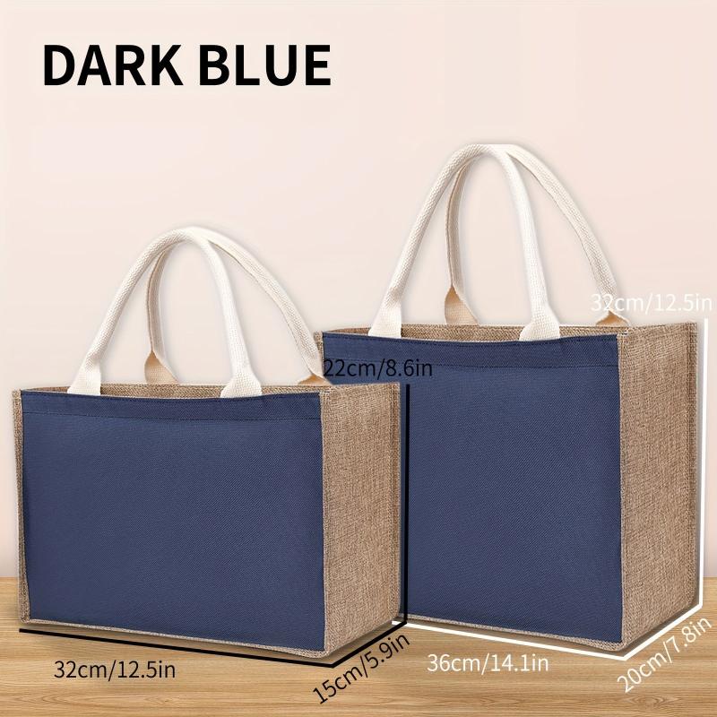 Burlap Tote Bag Large Capacity Handbag Casual Shopping Commuter Bag