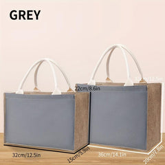 Burlap Tote Bag Large Capacity Handbag Casual Shopping Commuter Bag