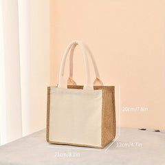 Burlap Tote Bag Large Capacity Handbag Casual Shopping Commuter Bag