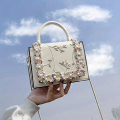 Flower Embroidered Square Bag Lace Shoulder Crossbody Bag