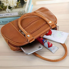 Vintage Boston Solid Satchel Bag Zipper Handbag