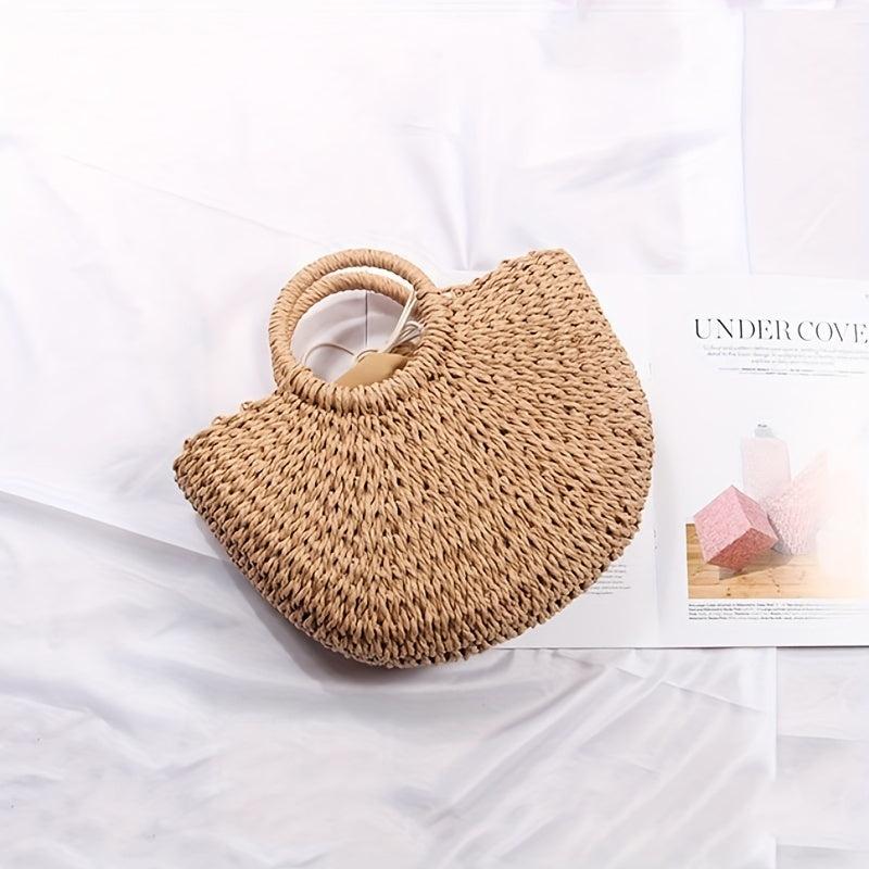 Vintage Straw Woven Crossbody Bag Boho Style Beach Bag