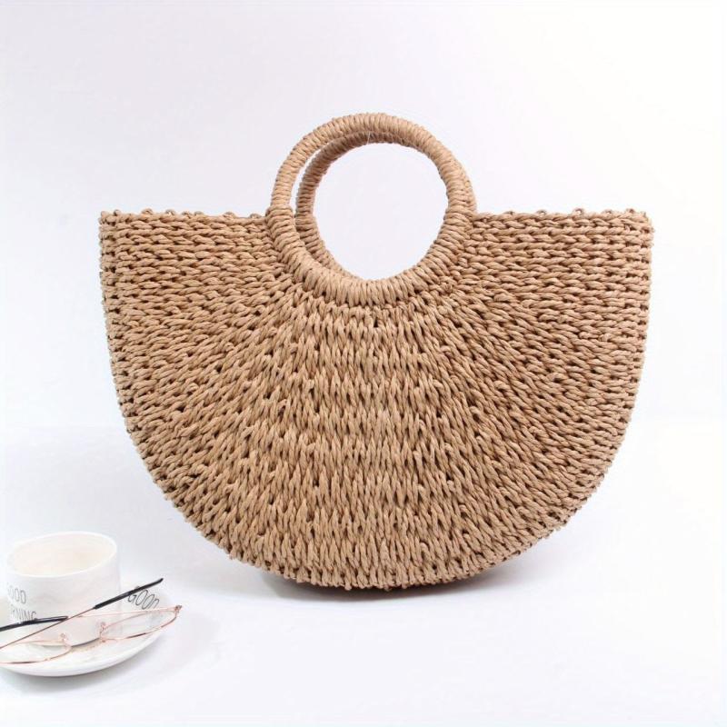 Vintage Straw Woven Crossbody Bag Boho Style Beach Bag