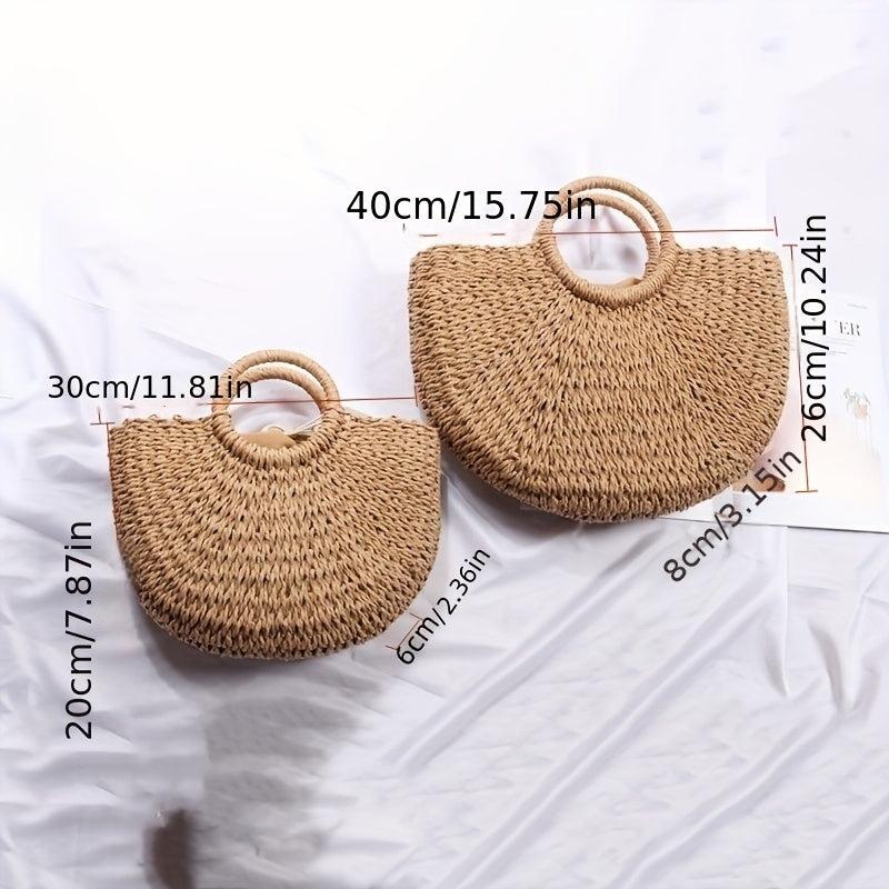 Vintage Straw Woven Crossbody Bag Boho Style Beach Bag