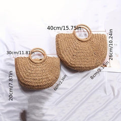 Vintage Straw Woven Crossbody Bag Boho Style Beach Bag