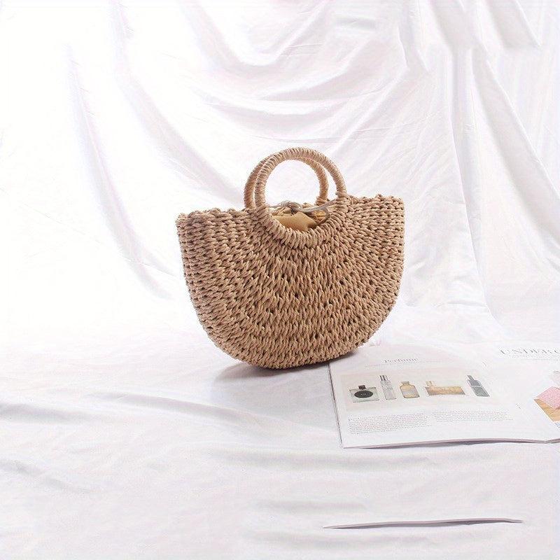 Vintage Straw Woven Crossbody Bag Boho Style Beach Bag