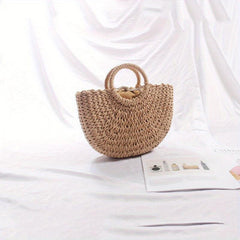 Vintage Straw Woven Crossbody Bag Boho Style Beach Bag