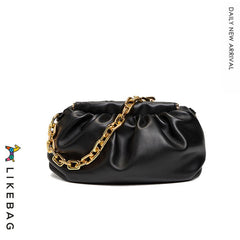 Minimalist Ruched Hand Bag Solid Shoulder Bag For Ladies