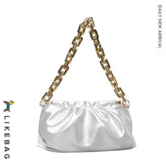 Minimalist Ruched Hand Bag Solid Shoulder Bag For Ladies