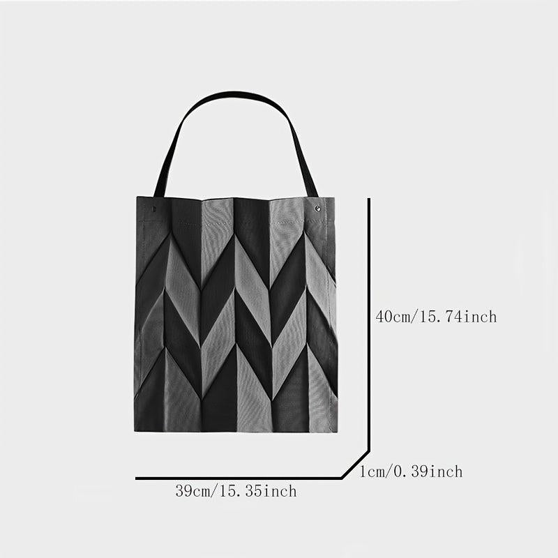 Ruched Canvas Handbag Foldable Solid Shoulder Bag