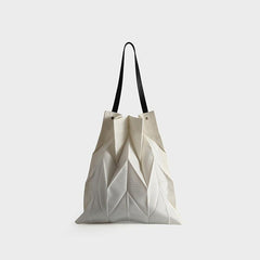 Ruched Canvas Handbag Foldable Solid Shoulder Bag