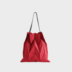 Ruched Canvas Handbag Foldable Solid Shoulder Bag