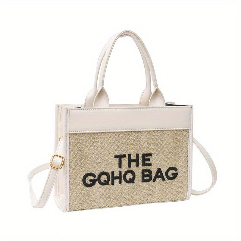 Letter Print Tote Bag Small PU Crossbody Satchel Purse