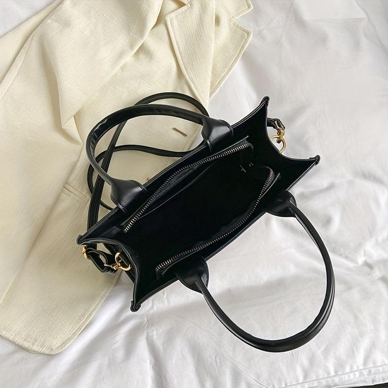 Letter Print Tote Bag Small PU Crossbody Satchel Purse