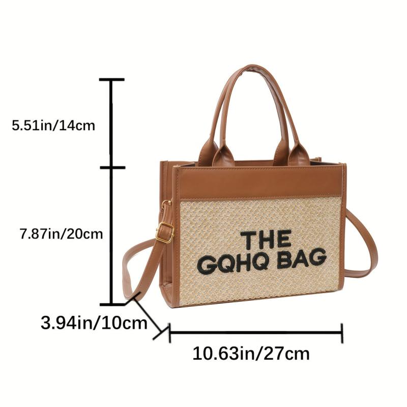 Letter Print Tote Bag Small PU Crossbody Satchel Purse