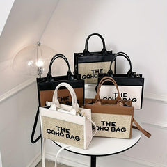 Letter Print Tote Bag Small PU Crossbody Satchel Purse