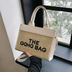 Letter Print Tote Bag Small PU Crossbody Satchel Purse