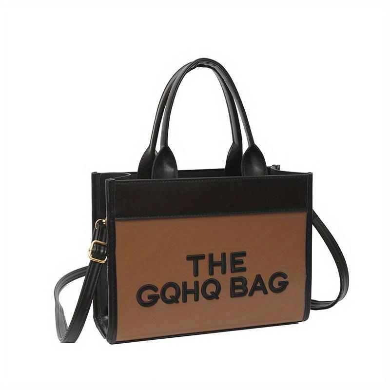 Letter Print Tote Bag Small PU Crossbody Satchel Purse
