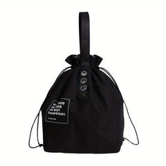 Insulated Lunch Bag Drawstring Handbag Letter Print Picnic Work