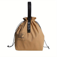 Insulated Lunch Bag Drawstring Handbag Letter Print Picnic Work
