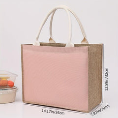 Heathered Canvas Handbag Large Capacity Zipper Shopping Bag