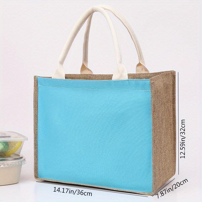 Heathered Canvas Handbag Large Capacity Zipper Shopping Bag