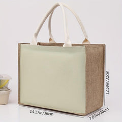 Heathered Canvas Handbag Large Capacity Zipper Shopping Bag