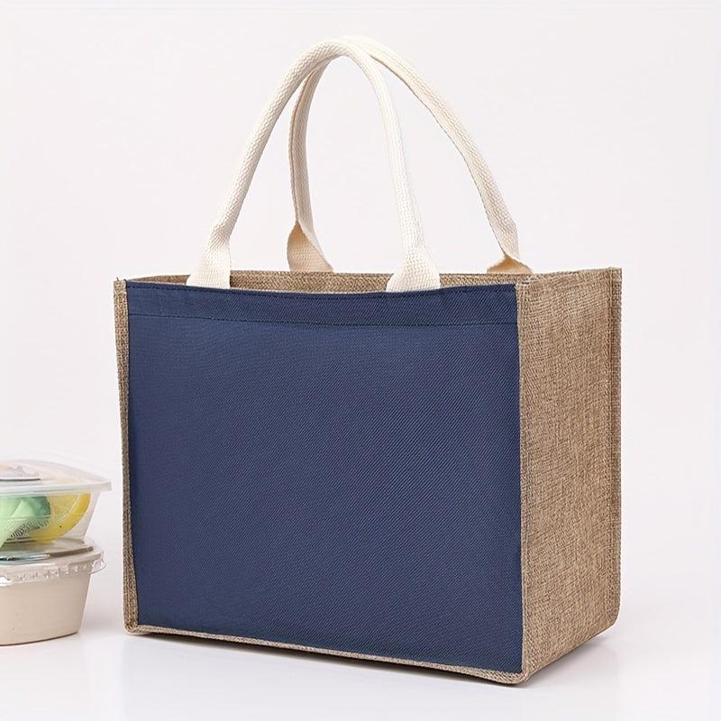 Heathered Canvas Handbag Large Capacity Zipper Shopping Bag