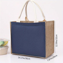 Heathered Canvas Handbag Large Capacity Zipper Shopping Bag